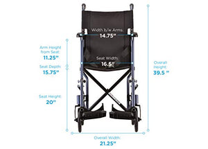 NOVA Medical Products 327 Lightweight Transport Chair, 17",Dark Blue