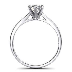 14k white gold 1.0 CT Classic 6-Prong Simulated Diamond Engagement Ring Graduated Side Stones Promise Bridal Ring (5)