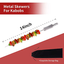 Load image into Gallery viewer, Metal Skewers for Grilling, 14 inch BBQ Skewers for Kabobs with Push Blocks, 8PCS Fat Kabob Skewers for Outdoor Grilling, Camping (with Storage Bag)
