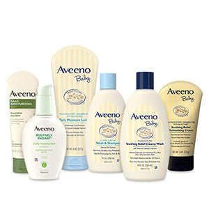 Aveeno Baby Essential Daily Care Baby & Mommy Gift Set Featuring a Variety of Skin Care and Bath Products to Nourish Baby and Pamper Mom, Baby Gift for New and Expecting Moms, 7 Items