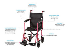 Load image into Gallery viewer, NOVA Medical Products 327 Lightweight Transport Chair, 17&quot;,Dark Blue
