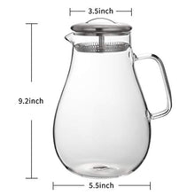 Load image into Gallery viewer, Hiware 64 Ounces Glass Pitcher with Lid / Water Pitcher with Handle - Good Beverage Carafe Pitcher for Juice, Milk, Beverage, Hot/Cold Water &amp; Iced Tea, Cleaning Brush Included
