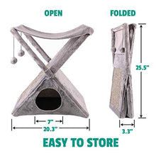 Load image into Gallery viewer, Ruff &#39;n Ruffus Foldable Cat Tower Tree + Free Bonus Handheld Chase Toy + 6 Cat Toys | Plush Folding House with Hammock | Condo | Scratching Pad &amp; Post | &amp; Play Balls | for Kittens | Medium &amp; Large Cat
