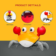Load image into Gallery viewer, ZONICE Orange Crawling Crab Baby Toy with Music and LED Light Up for Kids, Toddler Interactive Learning Development Toy with Automatically Avoid Obstacles, Build in Rechargeable Battery
