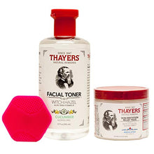 Load image into Gallery viewer, Thayers Witch Hazel Cucumber Facial Toner and Rose Petal Facial Mist Bundle |With Facial Scrubber | Thayers Cucumber Facial Toner 12 fl oz | Thayers Rose Petal Facial Mist 8 fl oz | Face Cleanser
