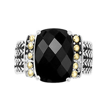 Load image into Gallery viewer, Effy 925 Sterling Silver &amp; 18K Yellow Gold Onyx Ring, 6 TCW IRL0H379XX
