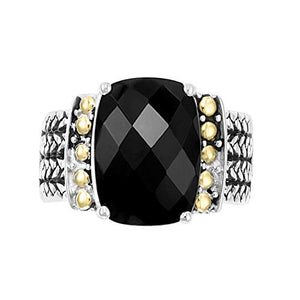 Effy 925 Sterling Silver & 18K Yellow Gold Onyx Ring, 6 TCW IRL0H379XX