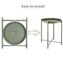 Load image into Gallery viewer, EKNITEY End Table,Folding Metal Side Table Waterproof Small Coffee Table Sofa Side Table with Removable Tray for Living Room Bedroom Balcony and Office (Atrovirens)
