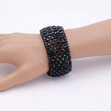 Load image into Gallery viewer, Tennis Rhinestone Stretch Bracelets Adjustable Jewelry Party For Woman Bangle (Jet Black)

