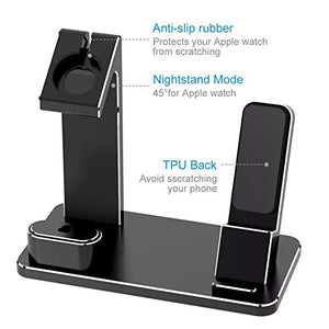 Wireless Charger iPhone 11, Airpods Charger Dock, 3 in 1 Phone Aluminum Alloy Charging Stand Compatible Apple Watch/iPhone X/8 Plus/8/7 Plus