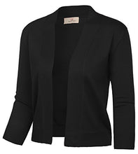 Load image into Gallery viewer, GRACE KARIN Women's Soft Knit Sweaters 3/4 Sleeve Open Front Cropped Bolero Cardigans (Black&amp;Yellow,XL

