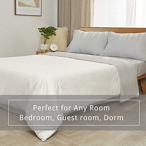 Hallmark Bed Sheets Set Twin Size - Soft Brushed Microfiber Sheets Grey Bed Sheets Twin Set Deep Pocket 14 Inches, Wrinkle Free and Hypoallergenic - 3 Piece Set, Twin, Light Grey