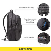 Load image into Gallery viewer, solo Depart TSA Laptop USB Charging Port, Water Resistant Travel Backpack, Black, One Size
