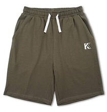 Load image into Gallery viewer, Kid Nation Kids Unisex 2 Packs 100% Cotton Casual Pull on Shorts for Boys and Girls M Olive + Heather Charcoal Gray
