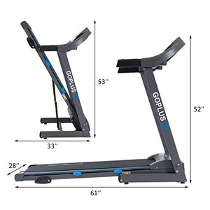 Goplus 2.25HP Electric Folding Treadmill with Incline, with Display and 12 Built-in Workout Programs, Walking Running Jogging Fitness Machine for Home & Gym Cardio Fitness