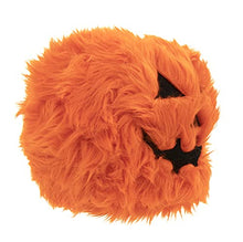 Load image into Gallery viewer, goDog Halloween Furballz Squeaker Plush Pet Toy for Dogs &amp; Puppies, Soft &amp; Durable, Tough &amp; Chew Resistant, Reinforced Seams - Pumpkin Orange, Small
