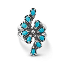 Load image into Gallery viewer, American West Sterling Sleeping Beauty Turquoise Gemstone Cluster Ring Size 5
