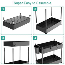 Load image into Gallery viewer, Giergt Under Sink Organizers and Storage, Bathroom Organizer Under Sink, 2-Tier Organizer with 6 Hooks, Multi-purpose Under Bathroom Sink Storage, Black Under Sink Shelf Organizer Rack
