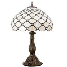 Load image into Gallery viewer, Tiffany Lamp Cream Stained Glass and Crystal Pearl Bead Style Table Lamps Height 18 Inch for Kids Room Living Room Bedroom Antique Desk Dresser Beside Coffee Table Bookcase S005 WERFACTORY
