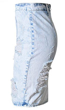 Load image into Gallery viewer, chouyatou Women's Retro High-Waist Boyfriend Ripped Holes Denim Skirt (Large, Light Blue)
