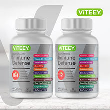 Load image into Gallery viewer, 11 in 1 Immune Defense Support Supplement Booster with Vitamin C, Vitamin D3, Vitamin B6, Zinc, Elderberry, Echinacea, Turmeric, Rose-Hips, Selenium, BioPerine, Ginger, For Adults [60 Capsules-2 Pack]
