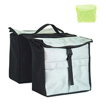 Load image into Gallery viewer, Vincita Top Load Double Pannier Water Resistant Cycling Side Bags - with Rain Cover, Large, Carrying Handle, Reflective Spots - Bike Rack Carrier Saddle Bag - Bicycle Accessories (Stripe Pattern)
