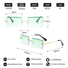 Load image into Gallery viewer, LASPOR Retro Rimless Rectangle Sunglasses for Women Men Tinted Lens Gold Metal Frameless Vintage Square Glasses UV400 Protection Green gradient
