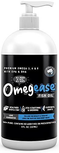 100% Pure Omega 3, 6 & 9 Fish Oil for Dogs and Cats. Supports Skin & Coat Condition, Joint Function, Immune, Brain & Heart Health. All Natural EPA + DHA Fatty Acids. Pet Liquid Food Supplement 8 oz