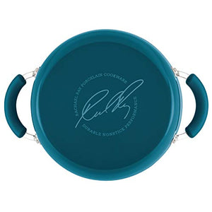 Rachael Ray Brights Nonstick Dish/Casserole Pan with Lid, 5.5 Quart, Marine Blue Gradient