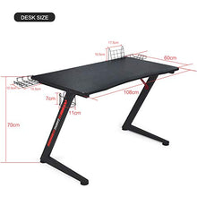 Load image into Gallery viewer, GTRACING Gaming Desk Computer Office PC Gamer Table Racing Style Professional Game Station Z-Shaped with Gaming Controller Tablet Stand &amp; Cup Holder, Black
