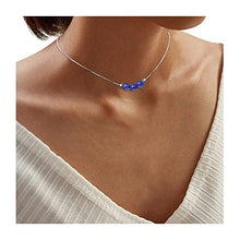 Load image into Gallery viewer, Lapis Lazuli Necklace Sterling Silver Dainty Choker Necklace for Women Crystals Healing Gem Stones Necklace as Handmade Spiritual Gifts Dark Blue Gemstone Bead Necklace as Jewelry Gift for Girls
