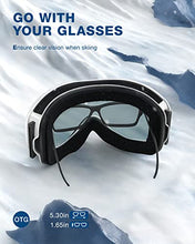 Load image into Gallery viewer, ZIONOR Lagopus Ski Snowboard Goggles UV Protection Anti fog Snow Goggles for Men Women Adult Youth VLT 8.6% White Frame Silver Lens
