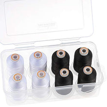 Load image into Gallery viewer, New brothread Polyester Embroidery Machine Thread 1000m Each with Clear Plastic Storage Box for Embroidery &amp; Quilting - 4xWhite+4xBlack
