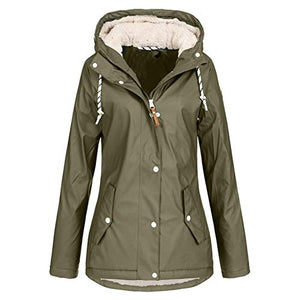 Pervobs Raincoats Waterproof Rain Jacket Active Outdoor Detachable Hooded Women's Trench Coats Windbreaker Jacket(3X-Large, B-Army Green)