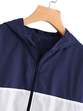 Load image into Gallery viewer, SweatyRocks Women&#39;s Casual Jackets Lightweight Hooded Windbreaker Outdoor Hiking Color Block S
