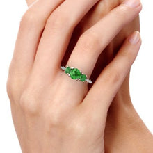 Load image into Gallery viewer, 14K Rose Gold Emerald and Diamond Round Pavé Trellis Ring - Size 6
