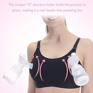 Hands Free Pumping Bra, Momcozy Adjustable Breast-Pumps Holding and Nursing Bra, Suitable for Breastfeeding-Pumps by Lansinoh, Philips Avent, Spectra, Evenflo and More(Black, XX-Large)