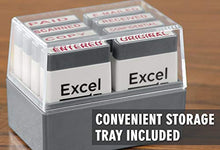 Load image into Gallery viewer, ExcelMark Mini Office Message Rubber Stamp Set - Red Ink - Storage Tray Included
