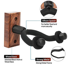Load image into Gallery viewer, WINGO Guitar Capo and 2 Pack Guitar Hangers Wall Mounts Holder Stand- Black Walnut Wood for Acoustic and Electric Guitars Ukulele Bundle.
