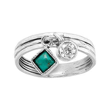 Load image into Gallery viewer, Silpada &#39;Dream in Blue-Green&#39; Charm Ring with Compressed Turquoise &amp; Cubic Zirconia in Sterling Silver, Size 8
