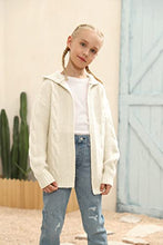 Load image into Gallery viewer, PiePieBuy Girls Kids Hooded Open Front Cardigan Long Sleeve Cable Knit Sweater Autumn Winter Hoodie Coat White
