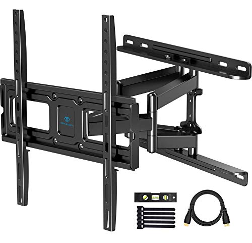 PERLESMITH TV Wall Mount Full Motion for Most 32-55 Inch Flat Curved TVs with Swivels, Tilts & Extends, Dual Articulating Arms Wall Mount TV Bracket Supports TV up to 99 lbs, Max VESA 400x400
