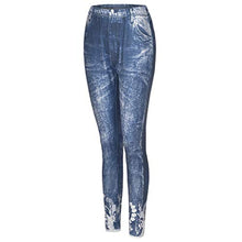 Load image into Gallery viewer, Aniywn Jean Leggings for Women Printed High Waisted Capri Cropped Yoga Pants Stretch Jean Look Denim Fitness Tights
