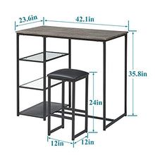Load image into Gallery viewer, VECELO 3-Piece Pub Dining Set Counter Height Breakfast Table with Cushion Stools, Black
