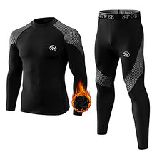 Load image into Gallery viewer, MEETWEE Thermal Underwear for Men, Fleece Lined Base Layer Set Cold Weather Heatgear Top &amp; Long Johns for Skiing Motorcycle Black
