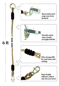 Tree Swing Ropes Hammock Chair Straps Hanging Kit with 2 Carabiners for Replacement, Adjustment or Extension - 6ft & Holds to 600lbs, Perfect for Children Swing, Outdoor Hammock and Hanging Chair