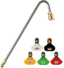 Load image into Gallery viewer, RIDGE WASHER Gutter Cleaner Attachment for Pressure Washer, 120 Degree, Extension Wand Angled for Gutter Cleaning with 5 Spray Nozzle Tips, 1/4 Inch Quick Connect, 13 Inch, 4000 PSI
