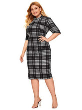 Load image into Gallery viewer, Floerns Women's Short Sleeve Gingham Bodycon Business Pencil Dress Red Plaid XS
