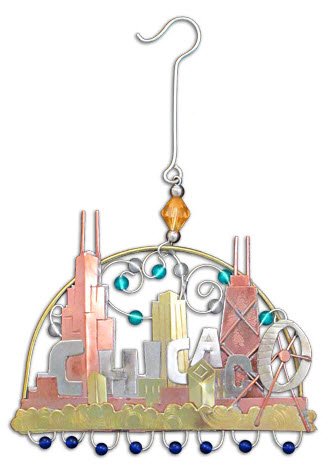 Bulldog Depot BD Holiday Collection- Chicago Windy City Metal Holiday Ornament
