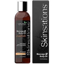 Load image into Gallery viewer, Skinsations - Natural Massage &amp; Body Oil - Unscented 8oz | Relaxing, Sore Muscle Aromatherapy, Edible Sweet Almond Blend with Fractionated Coconut, Grapeseed &amp; Jojoba Oils, Soothes Dry, Sensitive Skin
